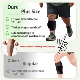 Plus Size Compression Calf Sleeves Men & Women-XXL/ XXXL Calf Compression Sock for Long Flight, Extra Wide Calf Sleeve with Elastic Band for Running, Hiking, Walking, Jogging, and Standing.