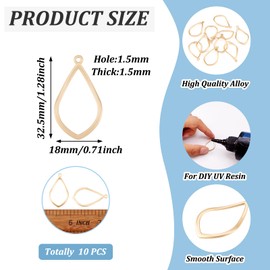 PandaHall 10 pc Open Back Bezel Charms Epoxy Resin Pressed Flower Blank Matte Gold Drop Frame Hollow Pendants for UV Resin Jewelry Making Choker Earrings Necklace Bracelet DIY Crafts