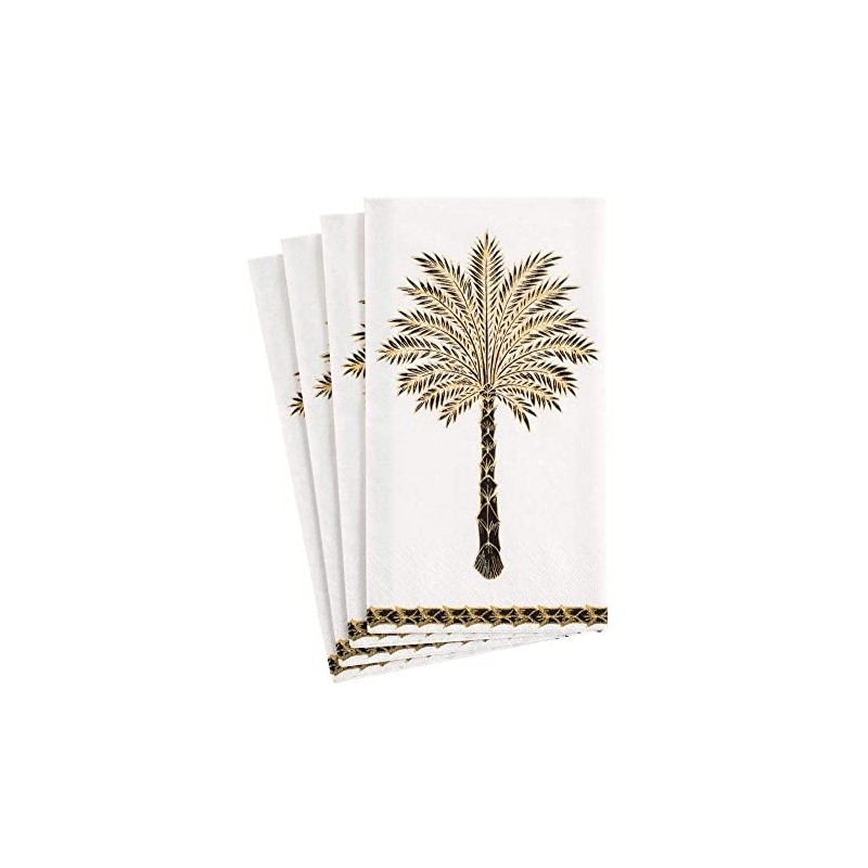 Caspari Grand Palms Paper Guest Towel Napkins in Black -