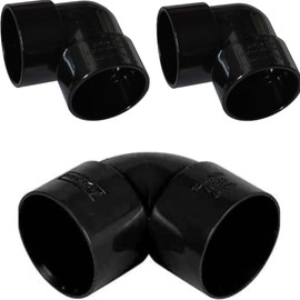 Solvent Black Waste Pipe 90-Degree Knuckle Bend Fitting, 50mm, Pack of 3