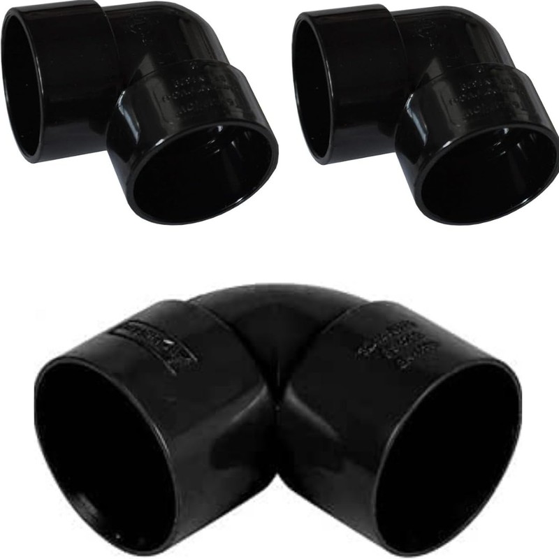 Solvent Black Waste Pipe 90-Degree Knuckle Bend Fitting, 50mm, Pack