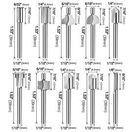 Hakkin Wood Carving Tools 20Pcs HSS Router Bits with 3mm Shank for Power Rotary Tools Carbide Rotary Burr Set Rotary Tools Accessories for DIY Woodworking Carving Engraving Drilling