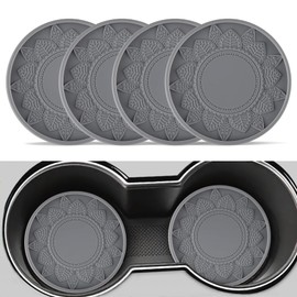 SINGARO Car Cup Holder Coaster, 4PCS Silicone Cup Holders Embedded in Decoration Coasters, Universal Non-Slip Cup Holders, Car Interior Accessories, Ornaments Coaster, Gray