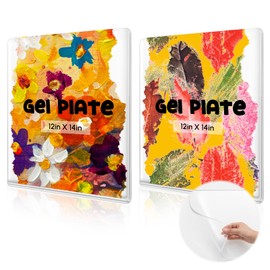 Threlaco 2 Packs Large Gel Printing Plates, 12'' x 14'' Reusable Gel Printing Plate, Printmaking Supplies for Art for Card Making, Scrapbooking, Printmaking, Paper Crafts, Monoprinting at Home