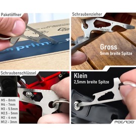 POCARDO Multitool 12-in-1 Multifunctional Tool Extension for Key Organiser, Coin Compartment, Key Ring, Key Case, Key Ring, Small Gift for Men, silver