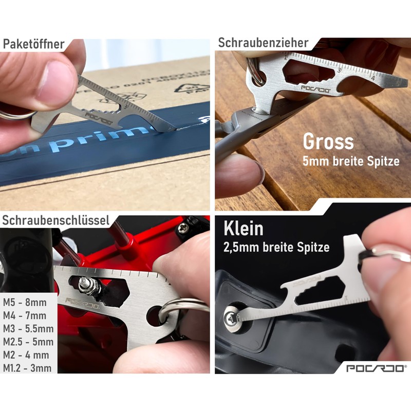 POCARDO Multitool 12-in-1 Multifunctional Tool Extension for Key Organiser, Coin