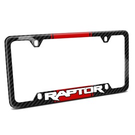 iPick Image for - Ford F-150 Raptor Red Racing Stripe Black Real Carbon Fiber 50 States License Plate Frame