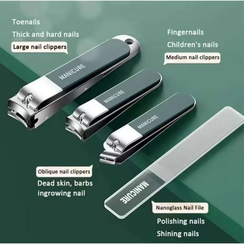 [ BorongPro ] Professional 10-in-1 Stainless Steel Nail Clipper Set