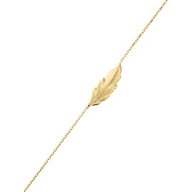 My Gold Aramira Women's Feather Bracelet Real Yellow Gold 375 (9 Carat) 19 cm, Yellow Gold, No_gemstone