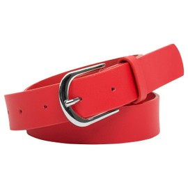 BlackButterfly Women's Genuine 100% Leather Jeans Dress Belt (Red, L)