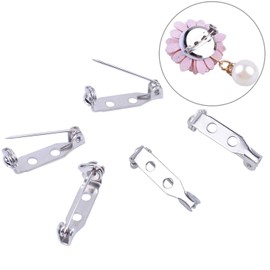 BronaGrand 100pcs 20mm Stainless Steel Bar Pins Brooch Pin Backs Safety Catch Pins Craft Pin Back Clasp Brooch with 2 Holes, Silver