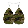 Vosach Green Camouflage Leather Teardrop Earrings For Women Retro Classical