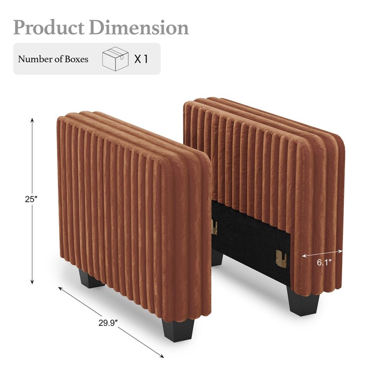 Belffin Plush Corduroy Modular Sectional Sofa Armrest Part Module for