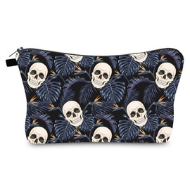 FAVORTALK Makeup Bag Travel Make up Organiser Bag Storage Vanity Case Makeup Bags for Women Makeup Box Cosmetic Bags with Fashion Skull Pattern -B1164