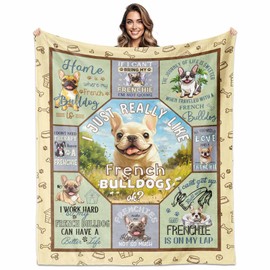 VMREAYR French Bulldog Gifts for Women, Gifts for French Bulldogs Lover, Dog Throw Blanket 60" X 50", Bulldogs' Mom Gift Blanket