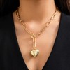 Heart Charm Necklace for Women Chunky Necklace Heart Pendant Paperclip