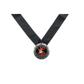 Decade Awards Last Place World Class Medal with Black Ribbon - Silver | Engraved Best of The Worst Medallion - 3 Inch Wide (Silver) - Customize Now