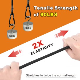 BEXSLE 8 Pcs 48in Bungee Cords with Carabiner Hooks Heavy Duty, Outdoor Black Bungee Straps, Strong Industrial Grade Elastic Bungee Rope for Securing Tarps, Luggage, Tents，Bikes or Garden Tidying