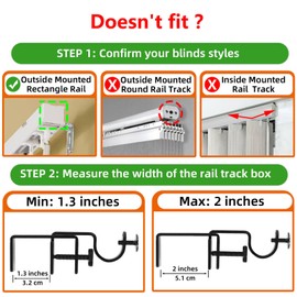 INSFITY Outside Mounted Blinds Curtain Rod Bracket (Only Fit for 1.3-2 inches Rectangle Headrail) No Drill No Tools Required (Patent Depending)