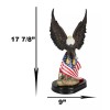18" Tall Large Patriotic Bald Eagle Clutching On American Flag