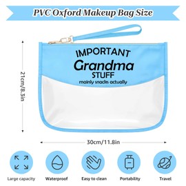 Sazuwu Grandma Birthday Gifts from Granddaughter Makeup Bag Organizer Travel New Grandmother Presents Important Grandma Stuff Cosmetic Toiletry Bag Mother's Day Christmas Gifts