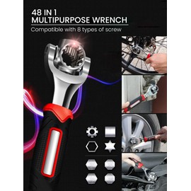 MAGIC SELECT Universal Socket Wrench 48 in 1 Ratchet with 360º Rotatable Head, 8 to 19 mm Heads, Multifunction Repair Tool for Home, Car.CRV Steel