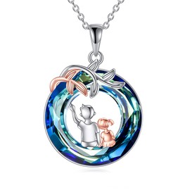 VONALA Brother Gifts from Sister 925 Sterling Silver Brother and Sister Necklace Austrian Crystal Jewellery for Birthday Christmas Gifts
