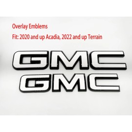 Auto Front & Rear GMC White Black OVERLAY Emblem Badge Fit GMC Acadia Terrain