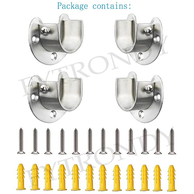 ANCLLO 4 Pack Zinc Alloy Clothes Rail Sockets for Wall