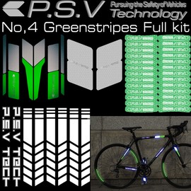 Stripe Full Kit Bicycle Reflector Kit Reflects to Improve Night and Bad Weather Visibility P.S.V Technology (Green)