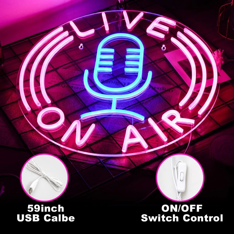 LISIGNVE Live On Air Neon Sign Led Neon Signs Wall