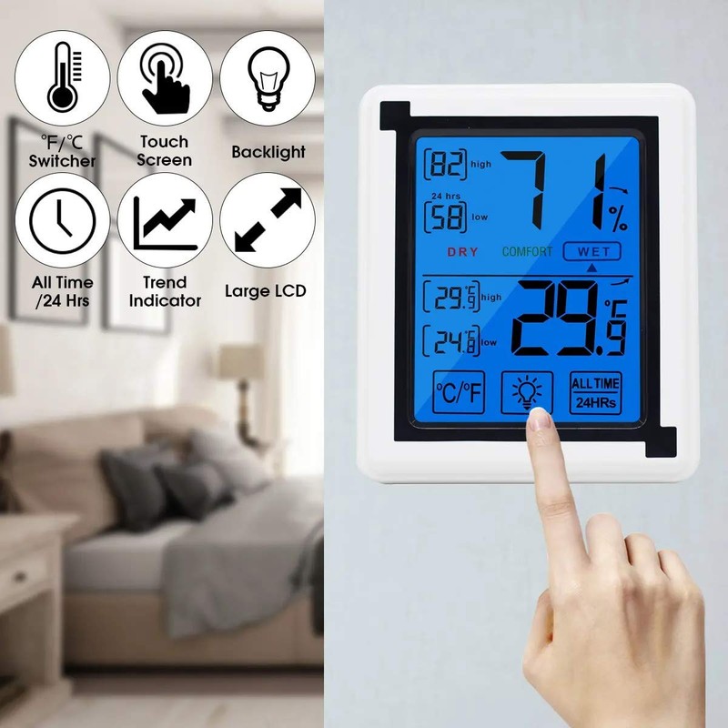 DollaTek Large-screen LCD Touch Digital Thermometer And Hygrometer Backlight Comfort