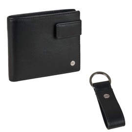 PACOMARTINEZ Men's Gift Set Gift Box with Wallet for Men and Keyring, matte black, Elegant