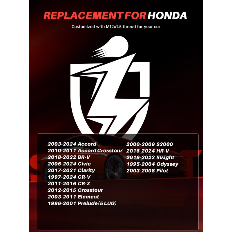 Sposuit M12x1.5 Lug Nuts - Replacement for 2006-2024 Honda Civic,