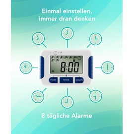 TabTimer, Electronic Pill Reminder with 8 Alarms per Day, Essential for Parkinson's Patients