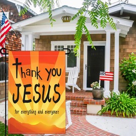 Thank You Jesus Garden Flag 12x18 Inch For Everything And Everyone Garden Flag 3ply Fabric Double Sided Christ Jesus Easter Garden Flag for Outdoor House Yard Outside Garden Decor