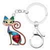 BONSNY Enamel Alloy Chain Cat Key Chains For Women Car