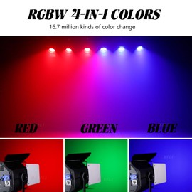 200W COB Stage Lights with Barn Doors, RGBW 4-in-1 LED Par Light with DMX512 Fresnel DJ Spotlight Master-Slave for Events DJ Disco Festival Wedding Party Wedding KTV Christmas
