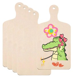5 Pack Unfinished Wood Cutting Board 11.8"L x 6.3"W, 2.5mm Wooden Paddle Cheese Bread Board Set Chopping Board Serving Tray for Craft