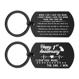 ENGZHI Happy 1st Anniversary Keychain Gifts for Men, First 1Year Anniversary for Him Husband Boyfriend, One Year Wedding
