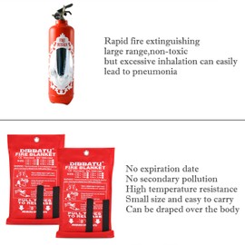 DIBBATU Fire Blanket Emergency for Kitchen, Suppression Flame Retardent Safety Blanket for Home, Schooll, Fireplace, Grill, Car, Office, Warehouse (39 in X 39 in)