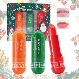 KUIRUNRX Pack of 3 Lip Balms, Christmas Lipstick, Moisturising Lip Oil, for Lip Care, Dry Lips, Lip Glow Oil for Women and Young Girls