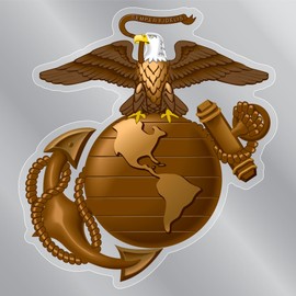 USMC Eagle Globe and Anchor Logo Back Static Cling by Magnet America is 5.16" x 4.75" Made for The Inside of Windows