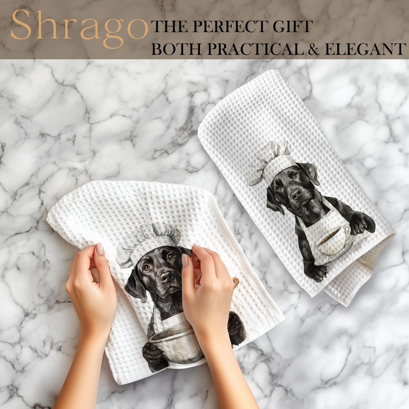 Shrago Funny Chef Black Labrador Kitchen Towels, Labrador Retriever Gifts