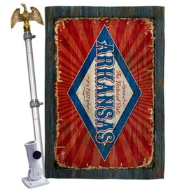 Arkansas Vintage House Flag Eagle Set Americana States USA American Territories Republic Country Particular Area Small Decorative Gift Yard Banner Double-Sided Made In 28 X 40