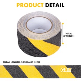 powerking Anti Slip Safety Tape Yellow & Black for Floor Steps, Non Skid Hazard Warning Grip Stripe with High Traction Grit, Waterproof Outdoor Caution Tapes for Stairs Marking Warehouse Indoor 10*5