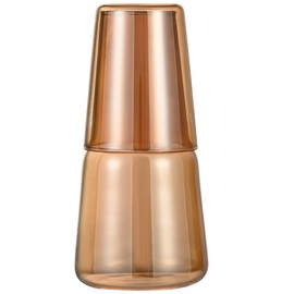 Sizikato 26 Oz Amber Borosilicate Glass Bedside Night Water Carafe with Tumbler Glass.