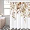 Gibelle Brown Eucalyptus Shower Curtain, Watercolor Plant Leaves with Floral