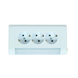3-Way Surface-Mounted Schuko Socket Surface-Mounted Schuko Sockets 3 Slots with 4 W LED Light with Switch CE (3 Way with LED)