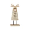 Heaven Sends Single Wooden Standing Deer with Wool Coats -
